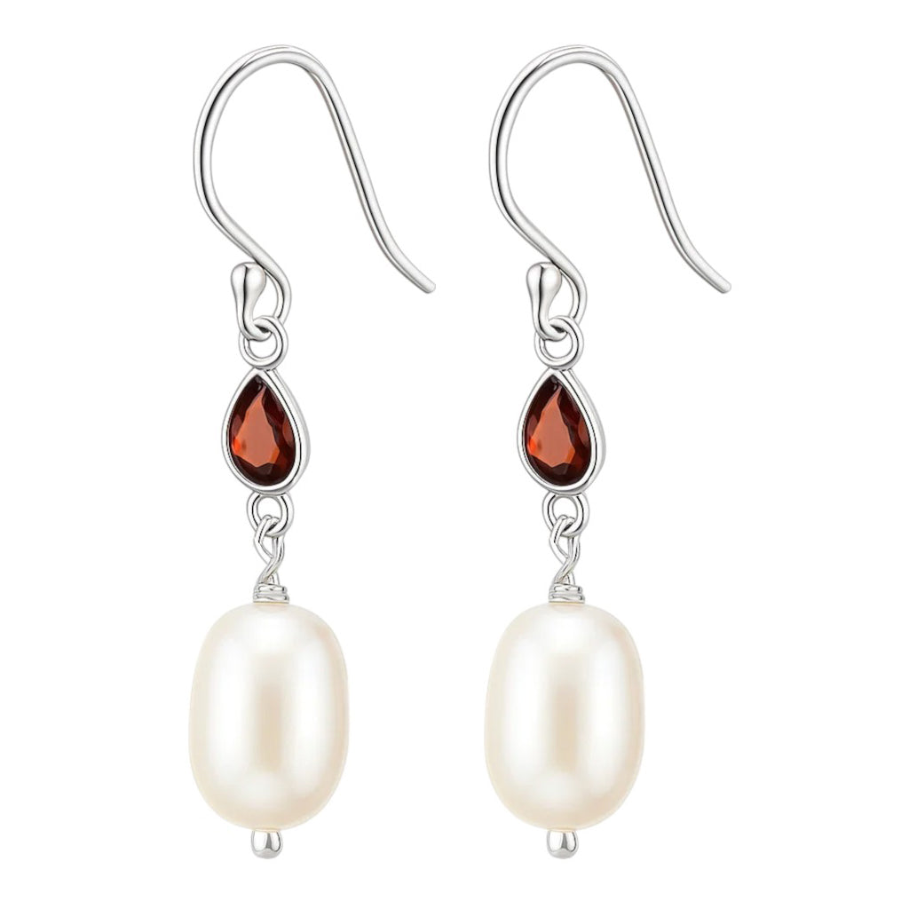 925 Sterling Silver Pearl & Gemstone Dangle Earrings Handmade Jewelry DGE1094 E-1012