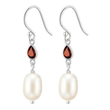 925 Sterling Silver Pearl & Gemstone Dangle Earrings Handmade Jewelry DGE1094 E-1012