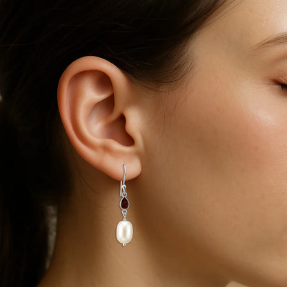 925 Sterling Silver Pearl & Gemstone Dangle Earrings Handmade Jewelry DGE1094 E-1012