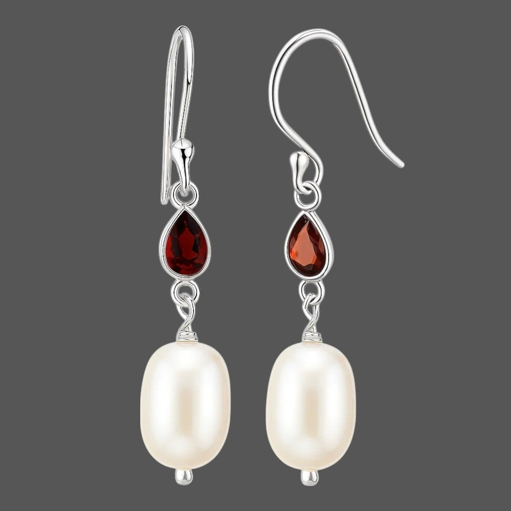 925 Sterling Silver Pearl & Gemstone Dangle Earrings Handmade Jewelry DGE1094 E-1012