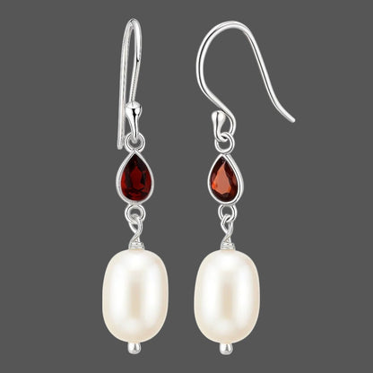 925 Sterling Silver Pearl & Gemstone Dangle Earrings Handmade Jewelry DGE1094 E-1012