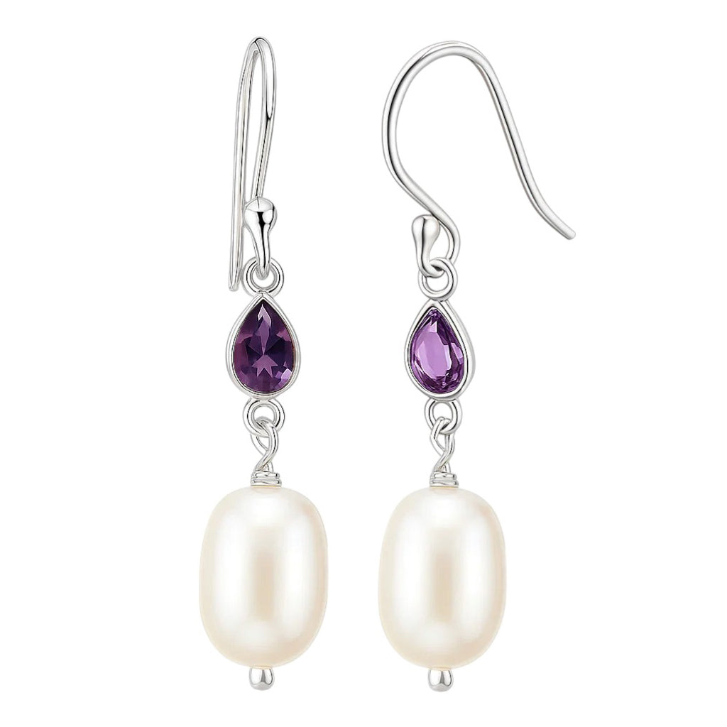 925 Sterling Silver Pearl & Gemstone Dangle Earrings Handmade Jewelry DGE1094 E-1012