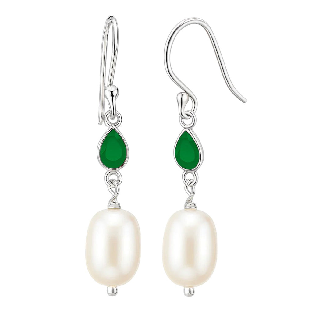 925 Sterling Silver Pearl & Gemstone Dangle Earrings Handmade Jewelry DGE1094 E-1012