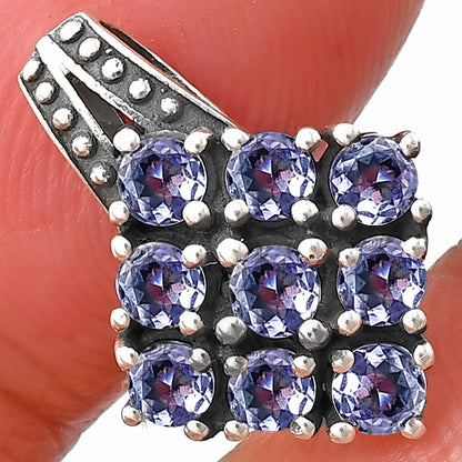 Natural Round Gemstone Cluster Pendant Jewelry 925 Sterling Silver Gift DGP1004 P-1094