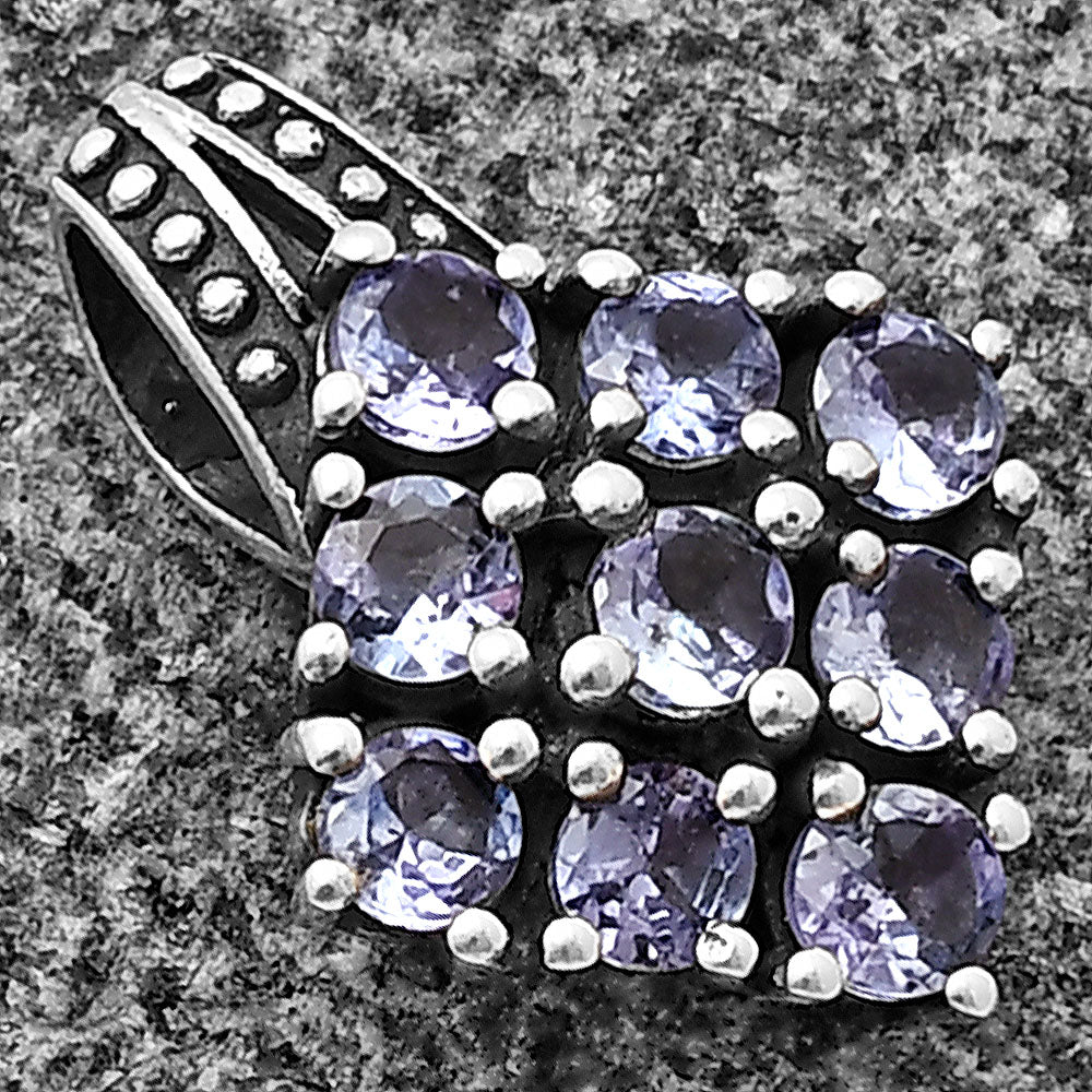 Natural Round Gemstone Cluster Pendant Jewelry 925 Sterling Silver Gift DGP1004 P-1094