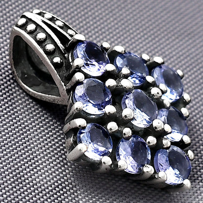 Natural Round Gemstone Cluster Pendant Jewelry 925 Sterling Silver Gift DGP1004 P-1094