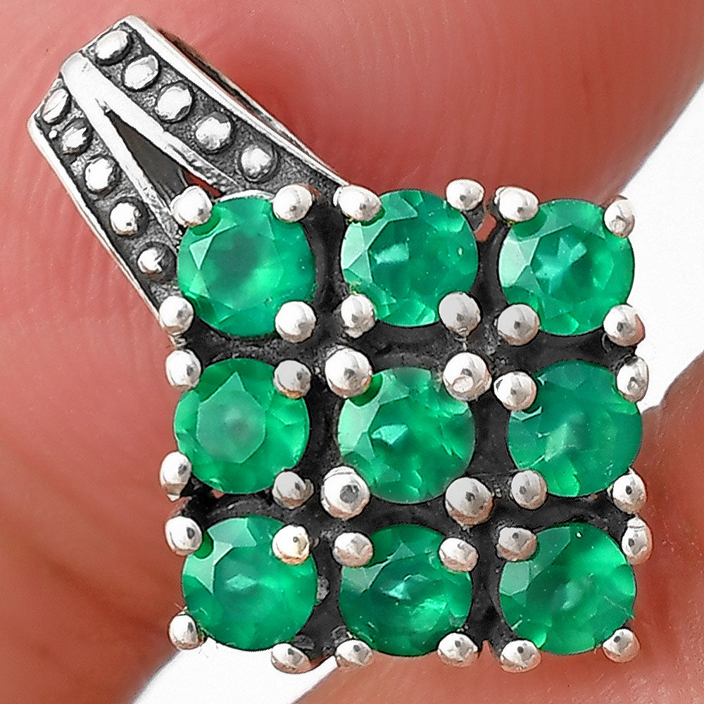 Natural Round Gemstone Cluster Pendant Jewelry 925 Sterling Silver Gift DGP1004 P-1094