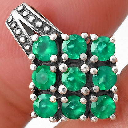 Natural Round Gemstone Cluster Pendant Jewelry 925 Sterling Silver Gift DGP1004 P-1094