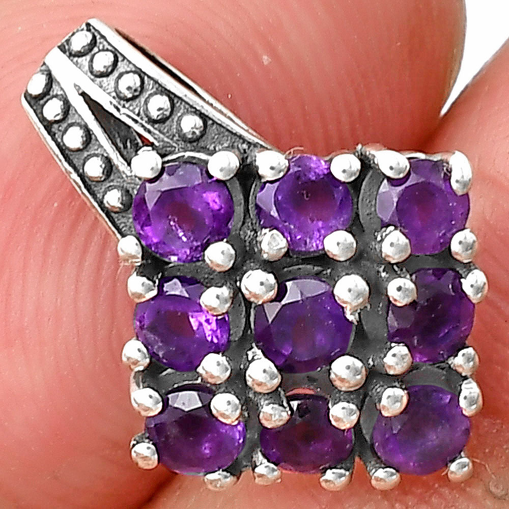 Natural Round Gemstone Cluster Pendant Jewelry 925 Sterling Silver Gift DGP1004 P-1094