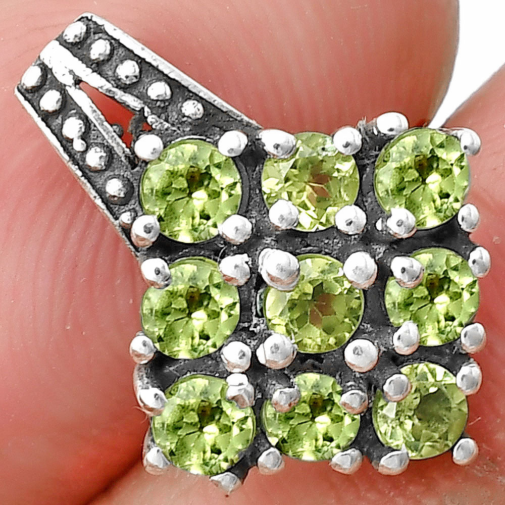 Natural Round Gemstone Cluster Pendant Jewelry 925 Sterling Silver Gift DGP1004 P-1094