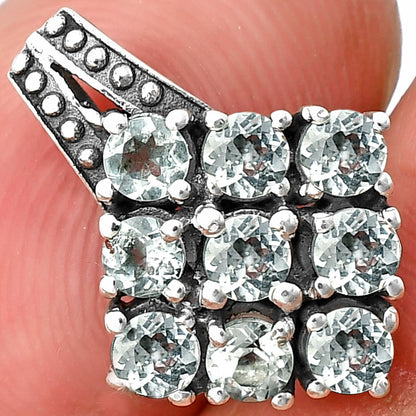 Natural Round Gemstone Cluster Pendant Jewelry 925 Sterling Silver Gift DGP1004 P-1094