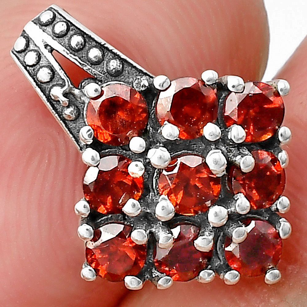 Natural Round Gemstone Cluster Pendant Jewelry 925 Sterling Silver Gift DGP1004 P-1094