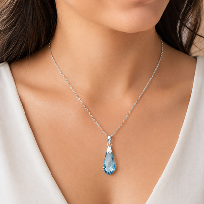 925 Silver Blue Topaz & Smoky Quartz Drop Pendant Handmade Jewelry DGP1005 P-1016