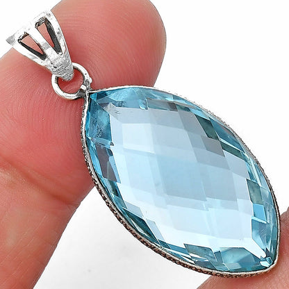 925 Silver Faceted Marquise Gemstone Pendant Handmade Fine Jewelry DGP1006 P-1053