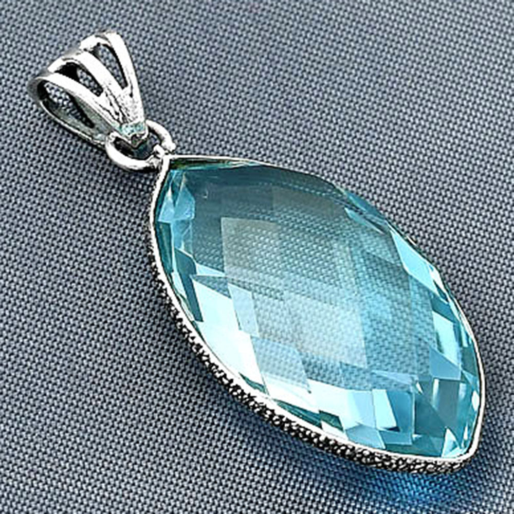 925 Silver Faceted Marquise Gemstone Pendant Handmade Fine Jewelry DGP1006 P-1053