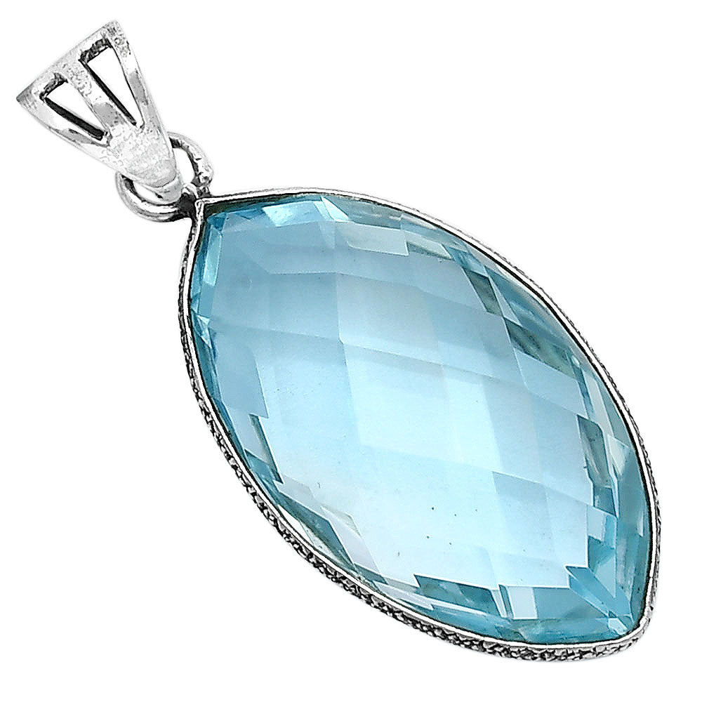 925 Silver Faceted Marquise Gemstone Pendant Handmade Fine Jewelry DGP1006 P-1053