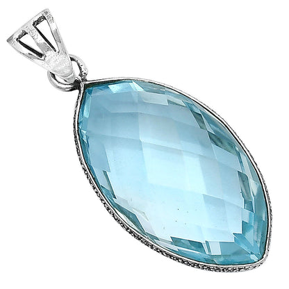 925 Silver Faceted Marquise Gemstone Pendant Handmade Fine Jewelry DGP1006 P-1053
