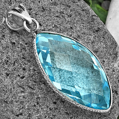 925 Silver Faceted Marquise Gemstone Pendant Handmade Fine Jewelry DGP1006 P-1053