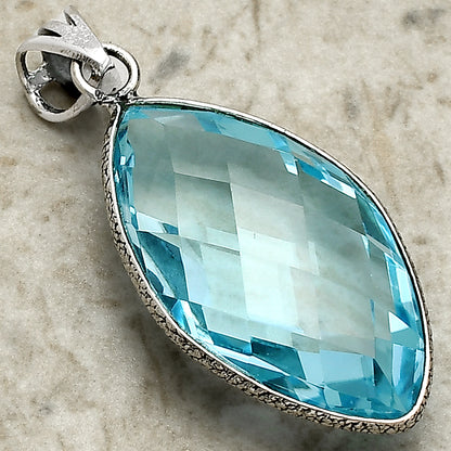 925 Silver Faceted Marquise Gemstone Pendant Handmade Fine Jewelry DGP1006 P-1053