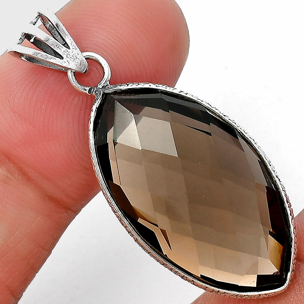 925 Silver Faceted Marquise Gemstone Pendant Handmade Fine Jewelry DGP1006 P-1053