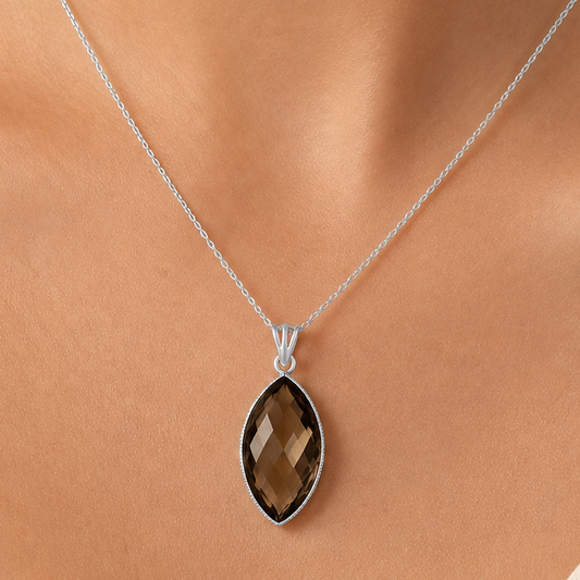 925 Silver Faceted Marquise Gemstone Pendant Handmade Fine Jewelry DGP1006 P-1053