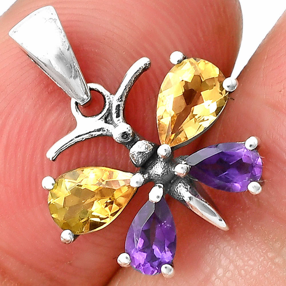 925 Sterling Silver Butterfly Gemstone Pendant Handmade Jewelry Gift DGP1008 P-1117