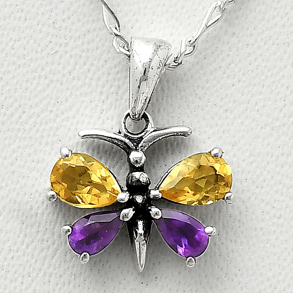 925 Sterling Silver Butterfly Gemstone Pendant Handmade Jewelry Gift DGP1008 P-1117
