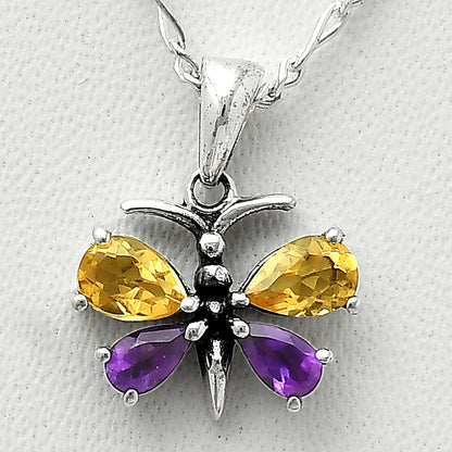 925 Sterling Silver Butterfly Gemstone Pendant Handmade Jewelry Gift DGP1008 P-1117