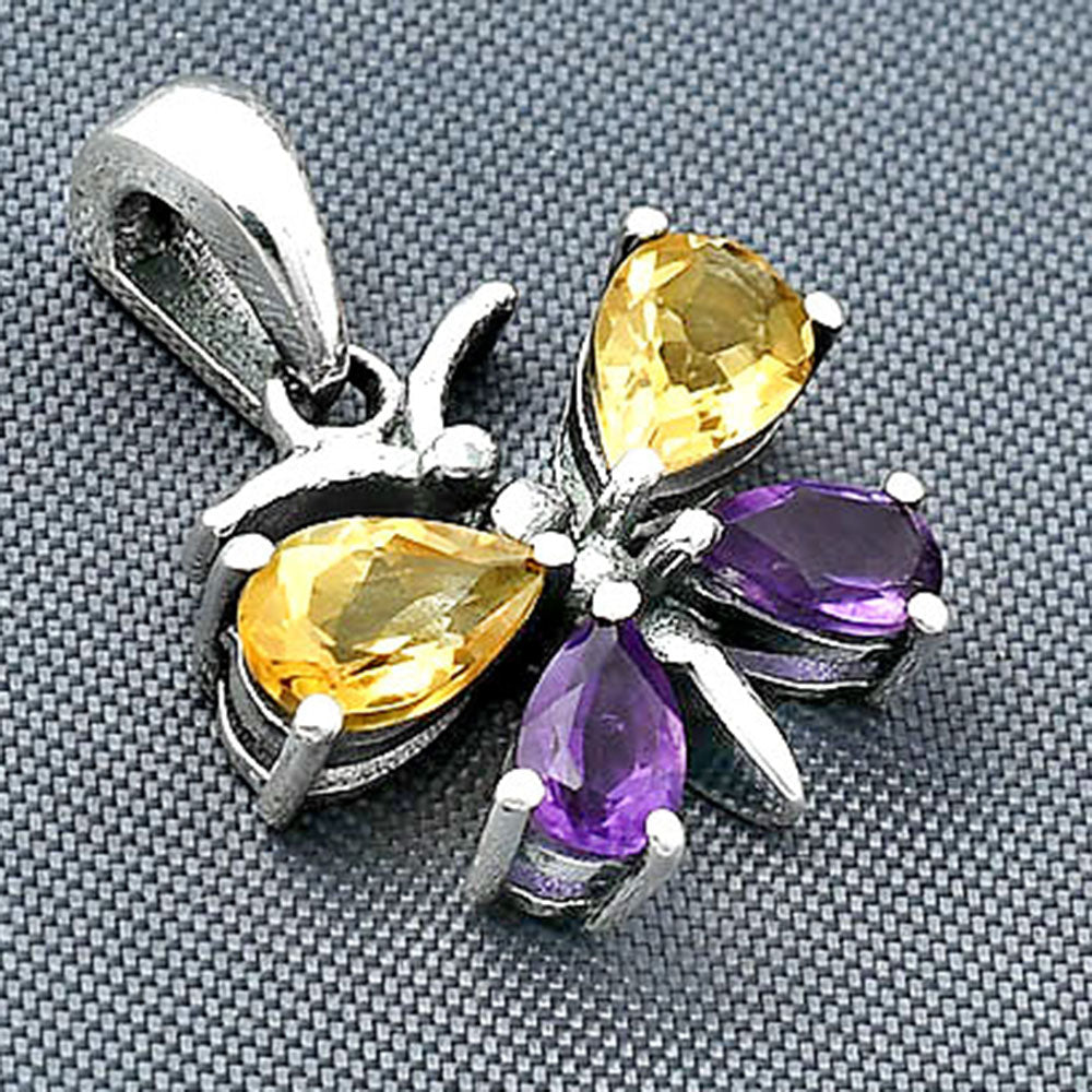 925 Sterling Silver Butterfly Gemstone Pendant Handmade Jewelry Gift DGP1008 P-1117