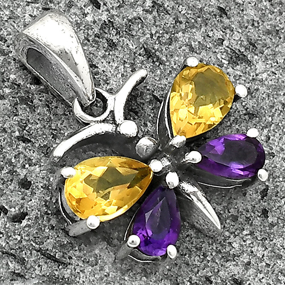925 Sterling Silver Butterfly Gemstone Pendant Handmade Jewelry Gift DGP1008 P-1117
