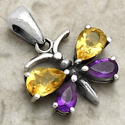 925 Sterling Silver Butterfly Gemstone Pendant Handmade Jewelry Gift DGP1008 P-1117