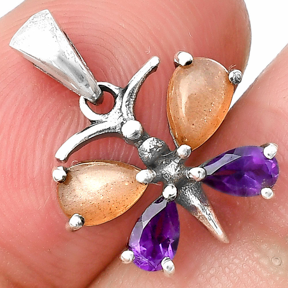 925 Sterling Silver Butterfly Gemstone Pendant Handmade Jewelry Gift DGP1008 P-1117