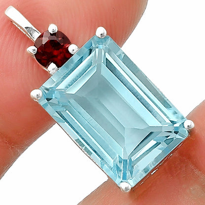 925 Sterling Silver Rectangle Gemstone Pendant Handmade Fine Jewelry DGP1010 P-1113