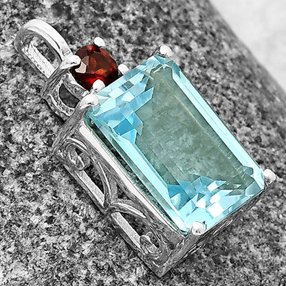 925 Sterling Silver Rectangle Gemstone Pendant Handmade Fine Jewelry DGP1010 P-1113