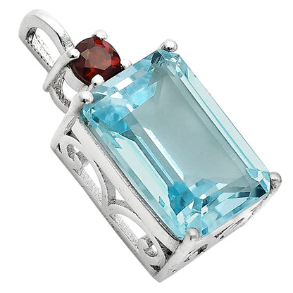 925 Sterling Silver Rectangle Gemstone Pendant Handmade Fine Jewelry DGP1010 P-1113