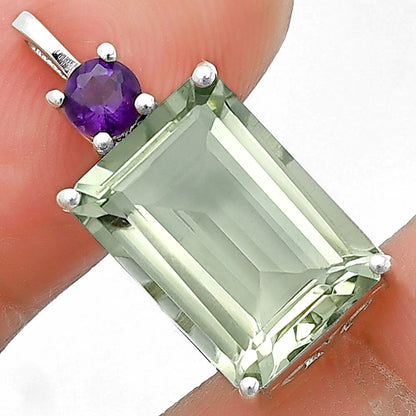 925 Sterling Silver Rectangle Gemstone Pendant Handmade Fine Jewelry DGP1010 P-1113