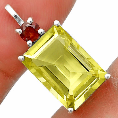 925 Sterling Silver Rectangle Gemstone Pendant Handmade Fine Jewelry DGP1010 P-1113