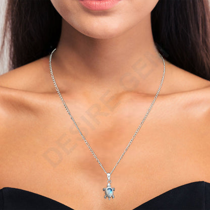 Handmade Silver Turtle Turtle Pendant Jewelry with Gemstone by Desiregem DGP1011 P-1015