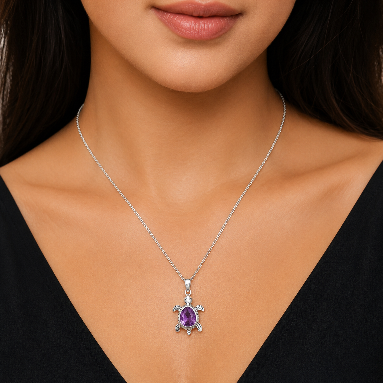 Handmade Silver Turtle Turtle Pendant Jewelry with Gemstone by Desiregem DGP1011 P-1015