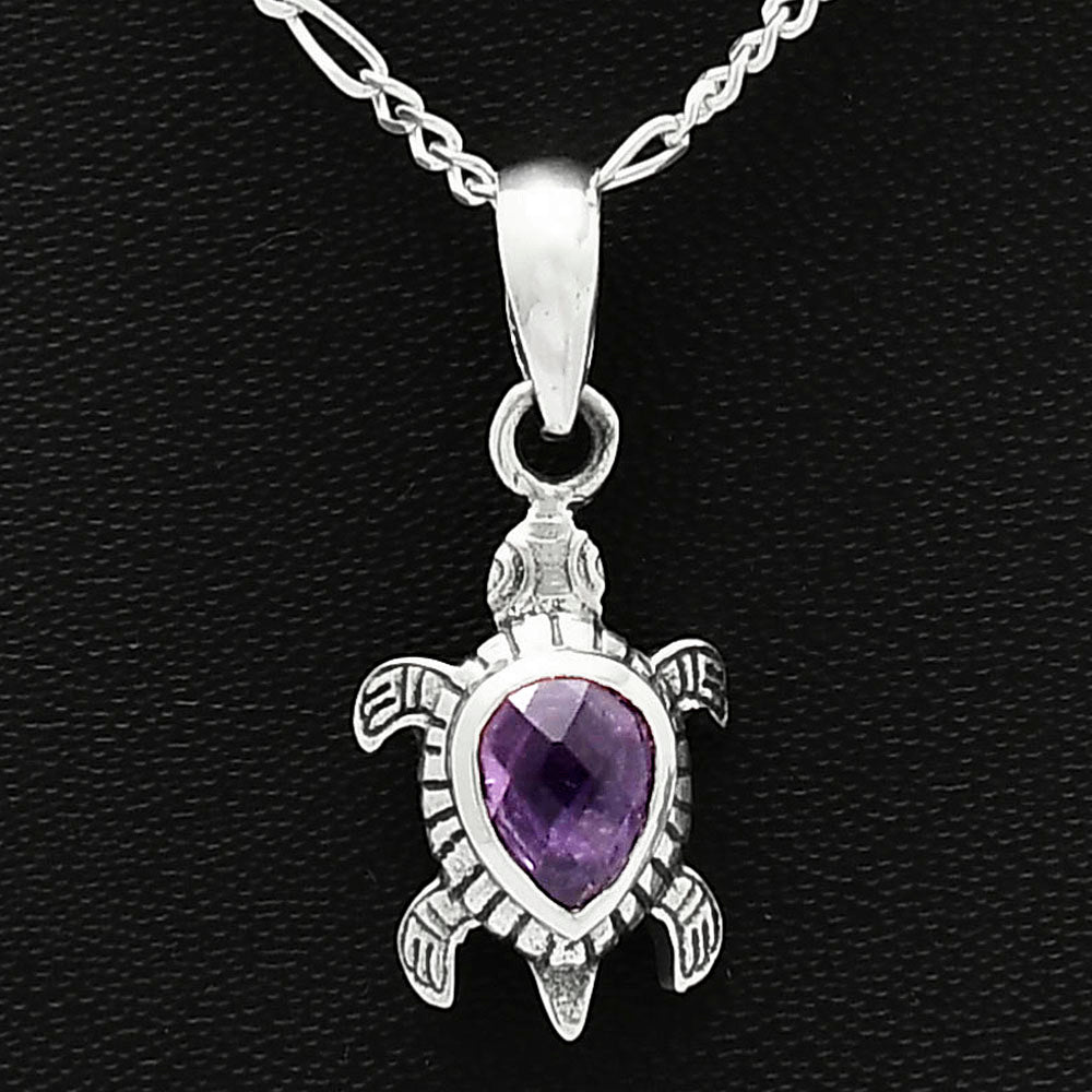 Handmade Silver Turtle Turtle Pendant Jewelry with Gemstone by Desiregem DGP1011 P-1015