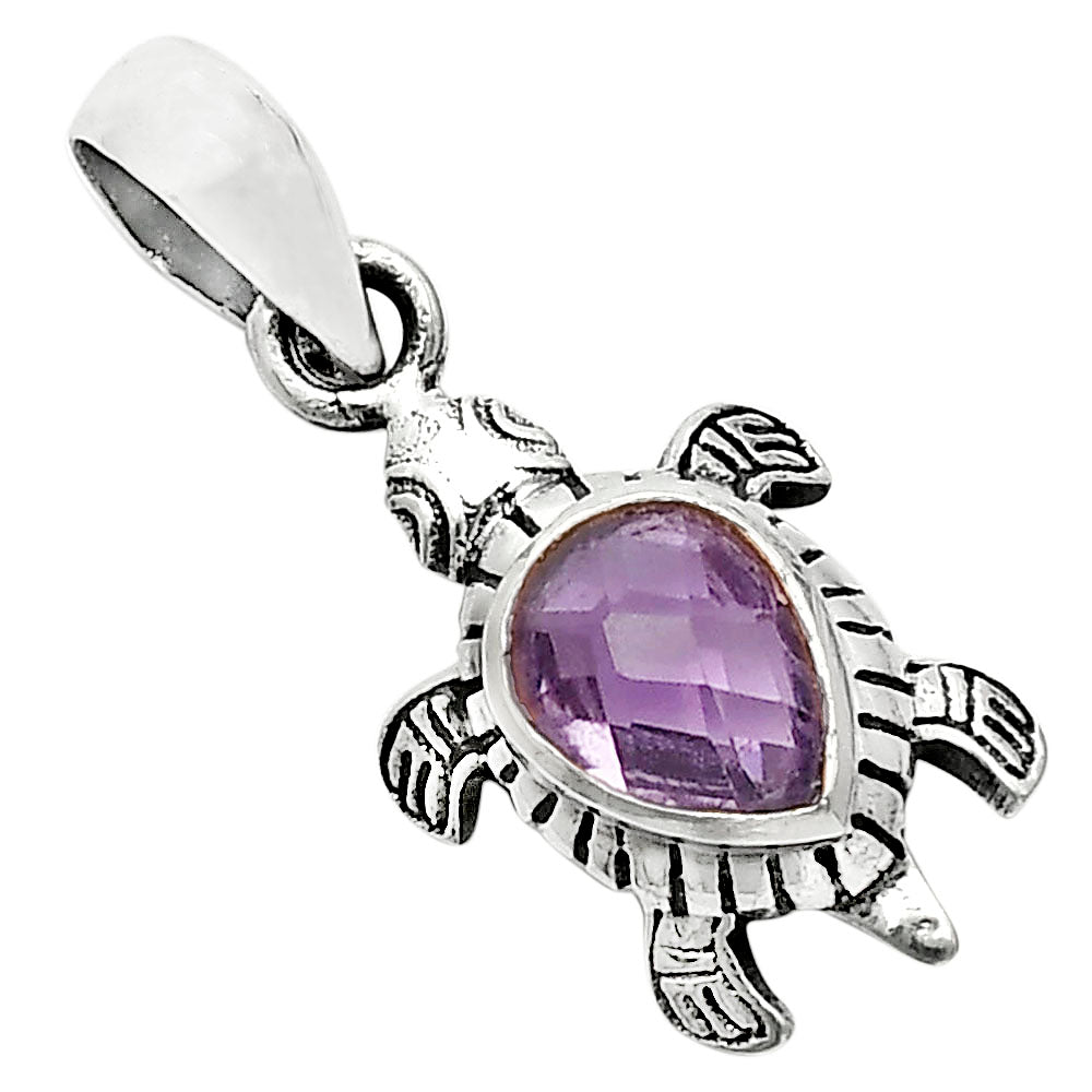 Handmade Silver Turtle Turtle Pendant Jewelry with Gemstone by Desiregem DGP1011 P-1015