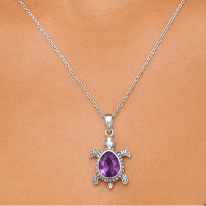 Handmade Silver Turtle Turtle Pendant Jewelry with Gemstone by Desiregem DGP1011 P-1015