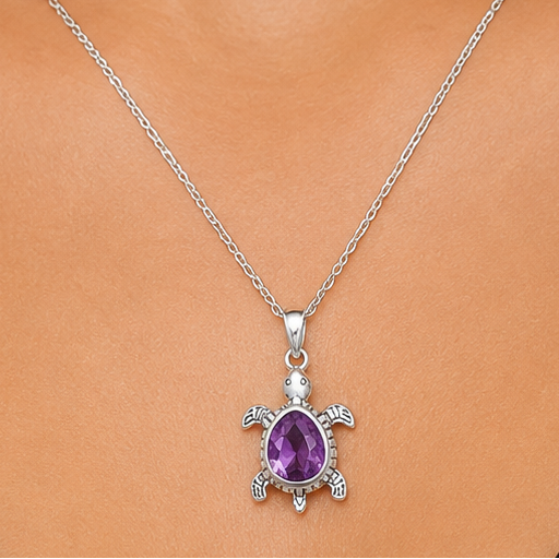 Handmade Silver Turtle Turtle Pendant Jewelry with Gemstone by Desiregem DGP1011 P-1015