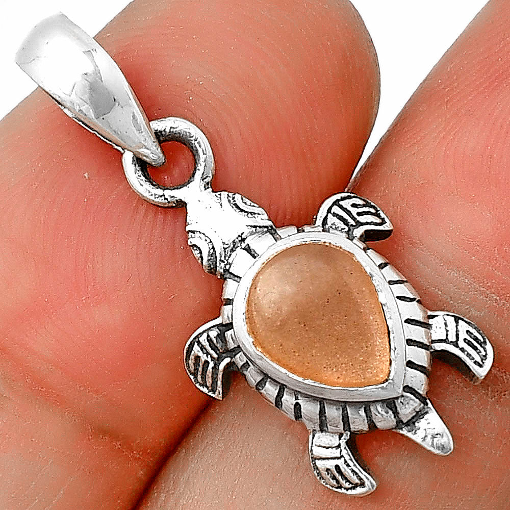 Handmade Silver Turtle Turtle Pendant Jewelry with Gemstone by Desiregem DGP1011 P-1015