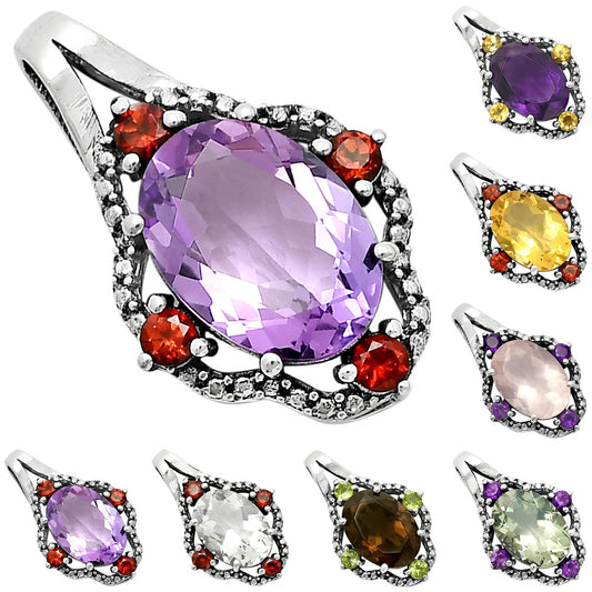 Elegant Natural Gemstone Pendant Jewelry with Accent Stones by Desiregem DGP1012 P-1114