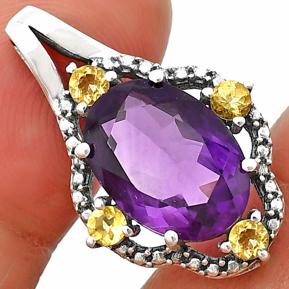 Elegant Natural Gemstone Pendant Jewelry with Accent Stones by Desiregem DGP1012 P-1114