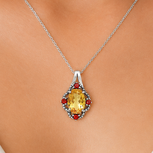 Elegant Natural Gemstone Pendant Jewelry with Accent Stones by Desiregem DGP1012 P-1114