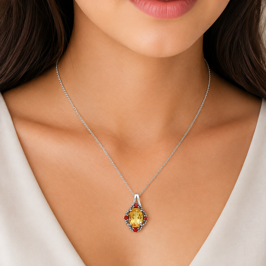 Elegant Natural Gemstone Pendant Jewelry with Accent Stones by Desiregem DGP1012 P-1114