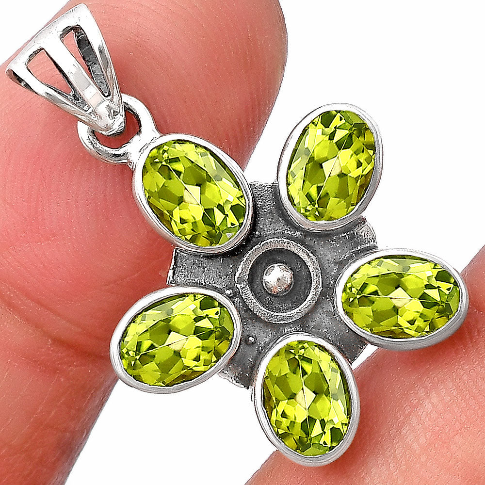 925 Sterling Silver Natural Gemstone Flower Pendant Handmade Jewelry DGP1013 P-1024