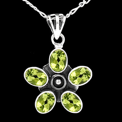 925 Sterling Silver Natural Gemstone Flower Pendant Handmade Jewelry DGP1013 P-1024